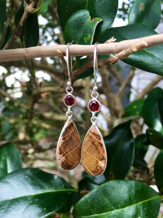 Aragonite And Garnet  Earrings - 925 Silver ~ Infused With Reiki And Love
