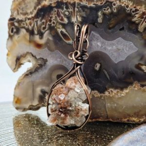 Shop Aragonite Pendants! Aragonite Natural Crystal Reversible Antique Copper Pendant Necklace | Natural genuine Aragonite pendants. Buy crystal jewelry, handmade handcrafted artisan jewelry for women.  Unique handmade gift ideas. #jewelry #beadedpendants #beadedjewelry #gift #shopping #handmadejewelry #fashion #style #product #pendants #affiliate #ad