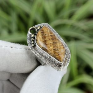 Shop Aragonite Rings! Aragonite Ring 925 Sterling Silver Ring Ring Size 6.5 18K Gold Plated Top Quality Gemstone Ring Handmade Boho Jewelry Special Ring For Gift | Natural genuine Aragonite rings, simple unique handcrafted gemstone rings. #rings #jewelry #shopping #gift #handmade #fashion #style #affiliate #ad