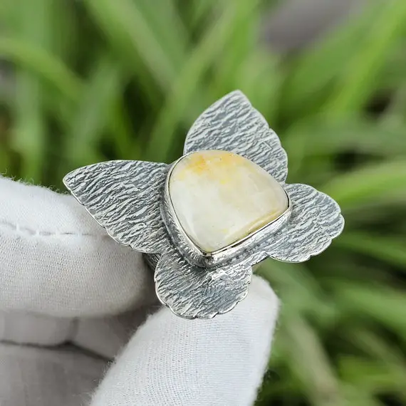 Aragonite Ring 925 Sterling Silver Ring Ring Size 8.5 Aragonite Natural Gemstone Jewelry Handmade Ring Designer Ring Wedding Jewelry Gift