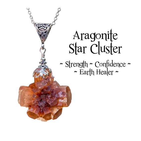 Aragonite Star Cluster Pendant, Aragonite Sputnik Necklace, Root Chakra Necklace, Earth Healer, Raw Aragonite Stone,  Raise Your Vibration