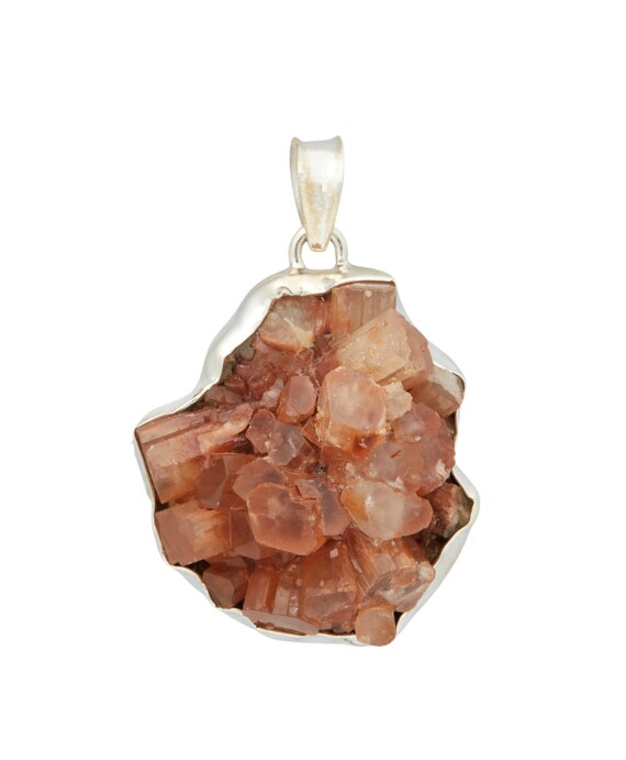 Aragonite Star Cluster Pendant Sterling Silver Raw Cluster - Healing Crystals And Stones - Brown Aragonite Cluster - Aragonite Necklace 136