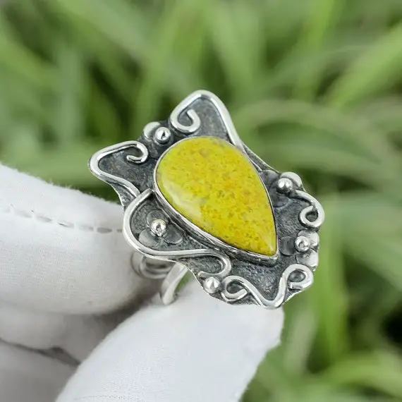 Australian Serpentine Ring 925 Sterling Silver Ring Ring Size 9.25 Very Pretty Gemstone Ring Handmade Jewelry Gift For Her Birthstone Ring