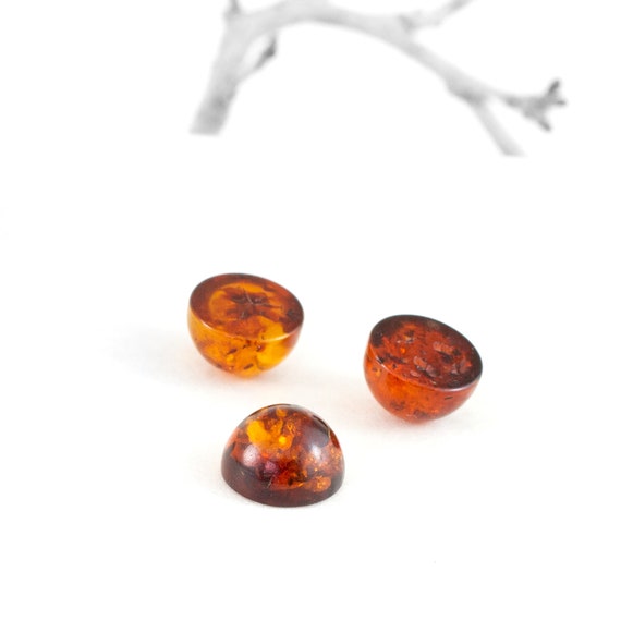 Baltic Amber Cabochons, Genuine Baltic Amber 6mm Round Cabochons, One Piece Randomly Selected
