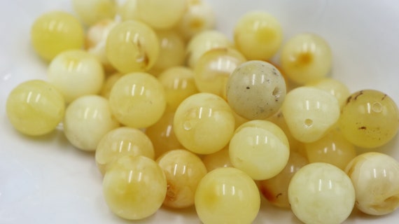 Baltic Amber Round Beads From 10 Mm To 13 Mm Size, Drilled | Yellow Color Amber Stones