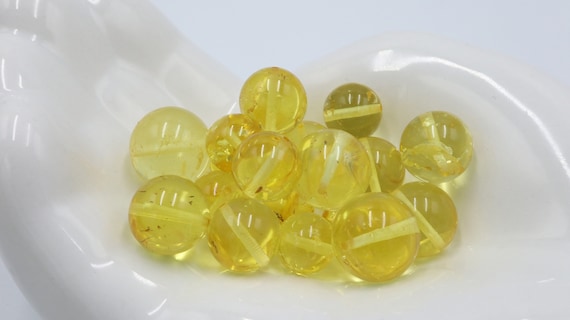 Baltic Amber Round Beads From 10 Mm To 13 Mm Size, Drilled | Lemon Color Amber Stones