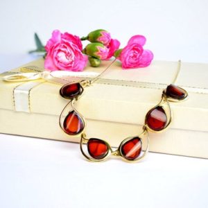 Shop Amber Necklaces! Baltic Cherry Red Amber Necklace,Gold Plated Amber Necklace,Cherry Amber Stone Necklace,Sterling Silver With Red Amber,Necklace Gift For Her | Natural genuine Amber necklaces. Buy crystal jewelry, handmade handcrafted artisan jewelry for women.  Unique handmade gift ideas. #jewelry #beadednecklaces #beadedjewelry #gift #shopping #handmadejewelry #fashion #style #product #necklaces #affiliate #ad