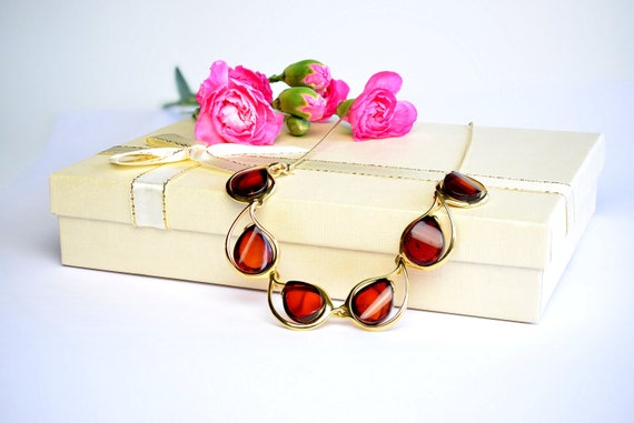 Baltic Cherry Red Amber Necklace,gold Plated Amber Necklace,cherry Amber Stone Necklace,sterling Silver With Red Amber,necklace Gift For Her