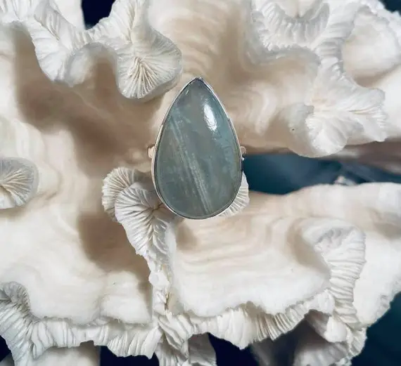 Beautiful Blue Calcite Ring Size 10.5