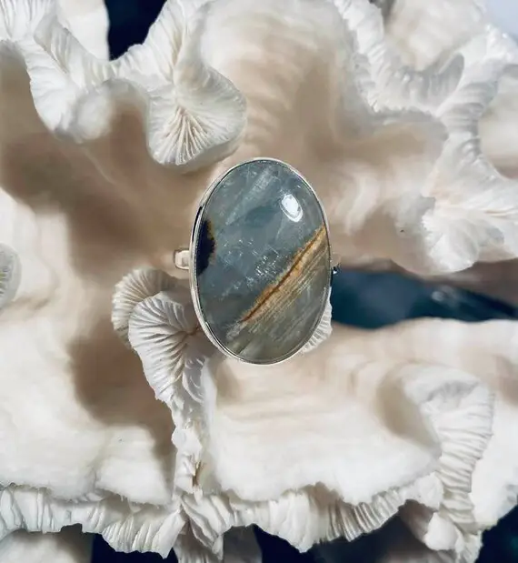 Beautiful Blue Calcite Ring Size 15