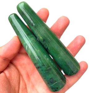 Shop Jade Points & Wands! Beautiful Green Color Nephrite Jade Wands,Nephrite Jade,Nephrite Wands,Jade Wands,Green Jade,Green Jade Wands 2 Pieces | Natural genuine stones & crystals in various shapes & sizes. Buy raw cut, tumbled, or polished gemstones for making jewelry or crystal healing energy vibration raising reiki stones. #crystals #gemstones #crystalhealing #crystalsandgemstones #energyhealing #affiliate #ad