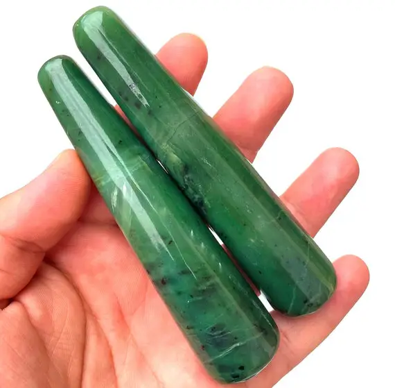 Beautiful Green Color Nephrite Jade Wands,nephrite Jade,nephrite Wands,jade Wands,green Jade,green Jade Wands 2 Pieces