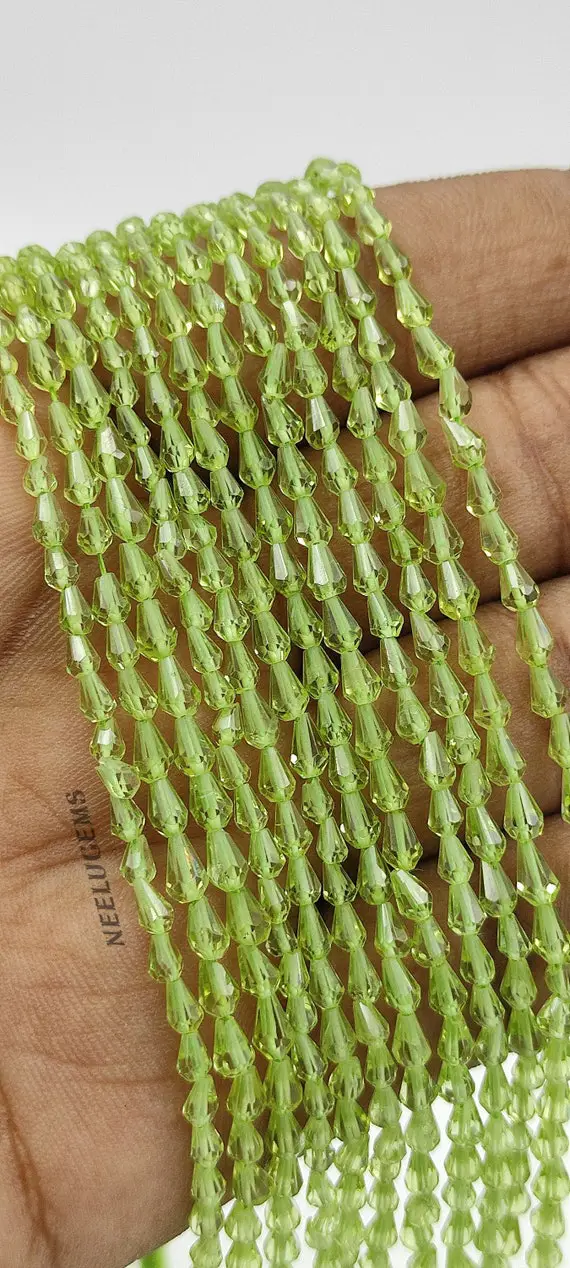 Aaa+ Quality Natural Green Peridot Faceted Teardrops Beads,peridot Tiny Drops Straight Drill Beads,peridot Beads For Jewelry Making Craft