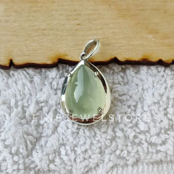 Beautiful Natural Prehnite Necklace, Handmade Sterling Silver Necklace, Gemstone Necklace, 925 Silver, Gift For Her