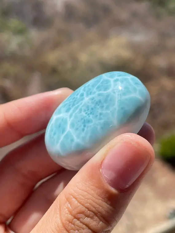 Best Quality Larimar Worry Stone || Rare High Quality Grade Aa Polished Larimar Palm Stone Tumbles , From Dominican Republic