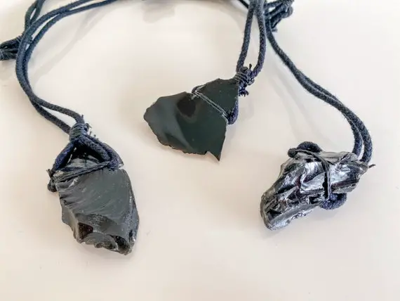 Black Obsidian Necklace, Free Form Stone, Necklace, Obsidian, Handmade Necklace, Natural Stone, Root Chakra