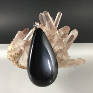 Shop Obsidian Pendants! Pendentif Obsidienne noire, Argent sterling | Natural genuine Obsidian pendants. Buy crystal jewelry, handmade handcrafted artisan jewelry for women.  Unique handmade gift ideas. #jewelry #beadedpendants #beadedjewelry #gift #shopping #handmadejewelry #fashion #style #product #pendants #affiliate #ad