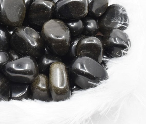 Black Obsidian Tumbled Stones A Grade Healing Crystals, Gemstone Natural Tumbled Stones In Pack Sizes Of 1,2,3,5 And 10 Pieces