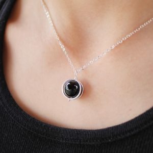 Black Rainbow Obsidian Necklace * Minimalist Raw Crystal Pendant * 925 Sterling Silver * Healing Gemstone * CHAKRA * Circle * Protection | Natural genuine Rainbow Obsidian jewelry. Buy crystal jewelry, handmade handcrafted artisan jewelry for women.  Unique handmade gift ideas. #jewelry #beadedjewelry #beadedjewelry #gift #shopping #handmadejewelry #fashion #style #product #jewelry #affiliate #ad