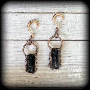 Shop Black Tourmaline Earrings! Black tourmaline earrings Gemstone ear weights 6 gauge ear weights Ear hangers Stretched lobes Body jewelry Gauges 6g 2g 0g 00g 12mm 14mm | Natural genuine Black Tourmaline earrings. Buy crystal jewelry, handmade handcrafted artisan jewelry for women.  Unique handmade gift ideas. #jewelry #beadedearrings #beadedjewelry #gift #shopping #handmadejewelry #fashion #style #product #earrings #affiliate #ad