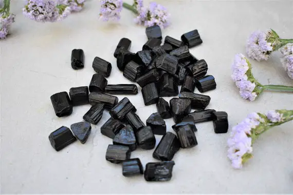 Black Tourmaline Raw Extra Small Pieces (set Of 6-pieces) Style 1