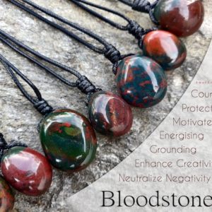Shop Bloodstone Necklaces! Bloodstone Necklace for Men and Women, Green and Red Stone Necklace, Motivation Energizing and Protection Crystal Jewelry, Spiritual Gift | Natural genuine Bloodstone necklaces. Buy handcrafted artisan men's jewelry, gifts for men.  Unique handmade mens fashion accessories. #jewelry #beadednecklaces #beadedjewelry #shopping #gift #handmadejewelry #necklaces #affiliate #ad
