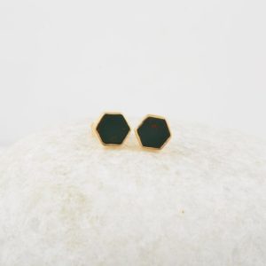 Bloodstone Stud Earrings – Sterling Silver – Gemstone Studs – 6mm Hexagon – Matching Jewelry – Gift For Ladies – Jewelry For Graduate | Natural genuine Bloodstone earrings. Buy crystal jewelry, handmade handcrafted artisan jewelry for women.  Unique handmade gift ideas. #jewelry #beadedearrings #beadedjewelry #gift #shopping #handmadejewelry #fashion #style #product #earrings #affiliate #ad
