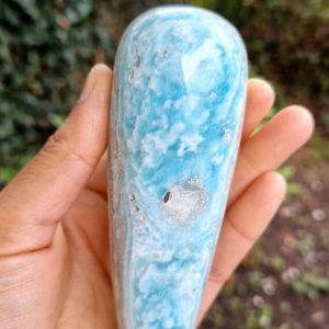 Shop Aragonite Points & Wands! Blue Aragonite crystal polished wand | Natural genuine stones & crystals in various shapes & sizes. Buy raw cut, tumbled, or polished gemstones for making jewelry or crystal healing energy vibration raising reiki stones. #crystals #gemstones #crystalhealing #crystalsandgemstones #energyhealing #affiliate #ad