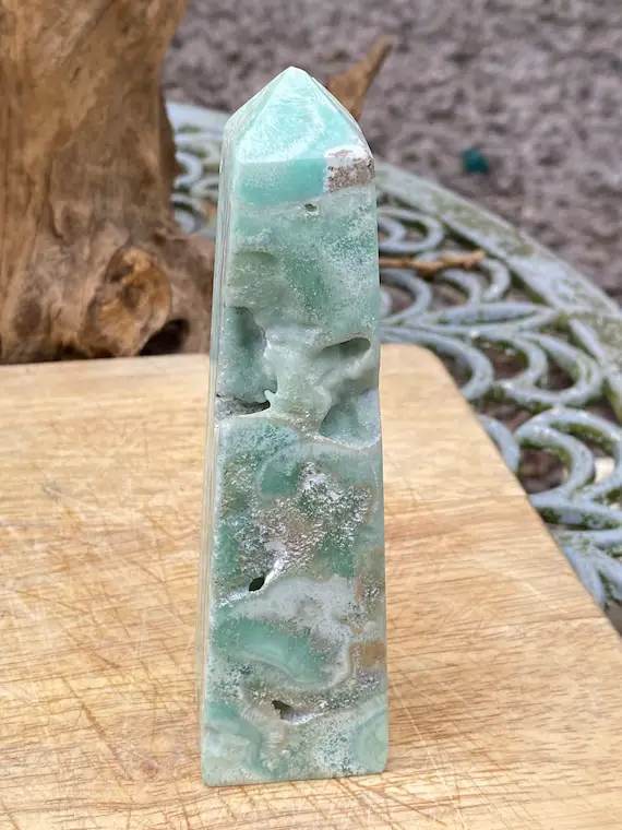 Blue Aragonite Tower / Wand Crystal : Hope / Compassion / Empathy Aaa+ 333g 9