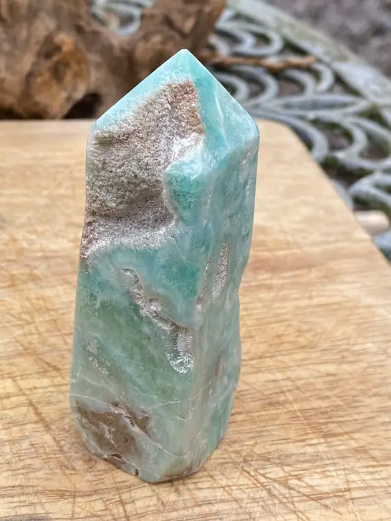 Blue Aragonite Tower / Wand Crystal : Hope / Compassion / Empathy Aaa+ 8 256g