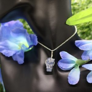 Shop Blue Calcite Jewelry! Blue Calcite Crystal Silver Wire Wrapped Necklace | Natural genuine Blue Calcite jewelry. Buy crystal jewelry, handmade handcrafted artisan jewelry for women.  Unique handmade gift ideas. #jewelry #beadedjewelry #beadedjewelry #gift #shopping #handmadejewelry #fashion #style #product #jewelry #affiliate #ad