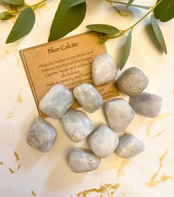Blue Calcite Crystal Tumbled Stone -