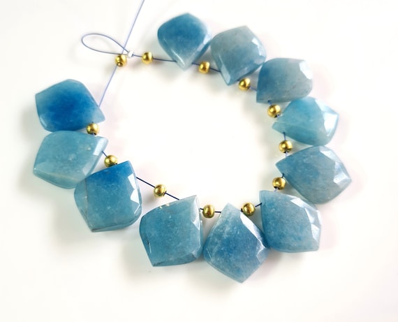 Blue Calcite Gemstone Faceted Briolette's Rhombus Shape Gemstone Fancy Briolette 5 Matched Pairs Size - 14x18 Mm | Making Necklacejewelry