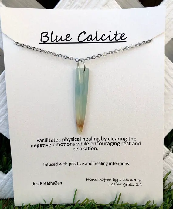 Blue Calcite Necklace, Calcite Necklace, Calming Necklace, Healing Jewelry, Meaningful Jewelry, Gemstone Necklace, Healing Stones, Reiki