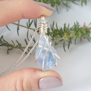 Shop Blue Calcite Jewelry! Blue Calcite Necklace – Silver | Natural genuine Blue Calcite jewelry. Buy crystal jewelry, handmade handcrafted artisan jewelry for women.  Unique handmade gift ideas. #jewelry #beadedjewelry #beadedjewelry #gift #shopping #handmadejewelry #fashion #style #product #jewelry #affiliate #ad