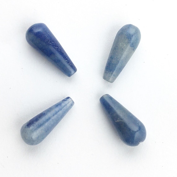 Blue Dumortierite 16mm Teardrop Beads, Full Drilled, 4 Pieces