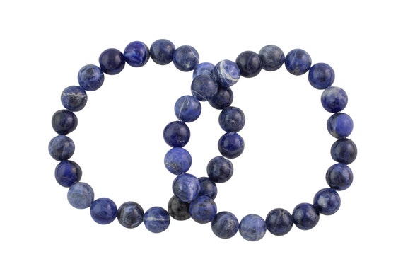 Blue Dumortierite Bracelet Round Size 6mm And 8mm Handmade In Usa Natural Gemstone Crystal Bracelets - Handmade Jewelry - Approx. 7"