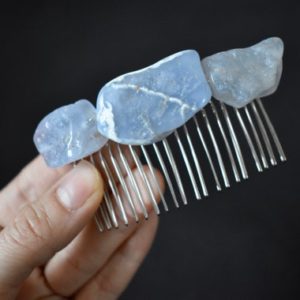 Shop Gemstone Hair Clips, Pins & Crystal Combs! Blue Gemstone Hair Comb, Blue Chalcedony Hair Comb [Crystal Hair Comb] Boho Hair Comb, Blue Crystal Hair Clip, Blue Gemstone Hair Clip, Blue | Natural genuine Gemstone jewelry. Buy crystal jewelry, handmade handcrafted artisan jewelry for women.  Unique handmade gift ideas. #jewelry #beadedjewelry #beadedjewelry #gift #shopping #handmadejewelry #fashion #style #product #jewelry #affiliate #ad