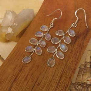 Shop Rainbow Moonstone Earrings! Blue Moonstone Earrings, Natural Rainbow Moonstone Earrings, 92.5 Sterling Silver Earrings, Handcrafted Moonstone Jewellery, Gift For Her | Natural genuine Rainbow Moonstone earrings. Buy crystal jewelry, handmade handcrafted artisan jewelry for women.  Unique handmade gift ideas. #jewelry #beadedearrings #beadedjewelry #gift #shopping #handmadejewelry #fashion #style #product #earrings #affiliate #ad