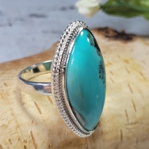 Shop Petrified Wood Rings! Blue Opalized Ring, Opalized Petrified Ring Size 8.5, Statement Ring, Boho Ring, Blue Opal Ring, Opalized Petrified Wood Ring,Opalized Ring | Natural genuine Petrified Wood rings, simple unique handcrafted gemstone rings. #rings #jewelry #shopping #gift #handmade #fashion #style #affiliate #ad