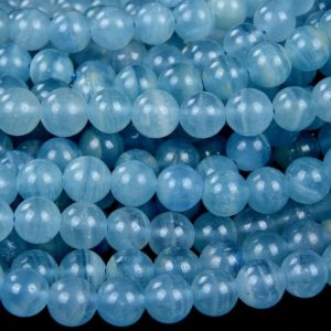 Shop Blue Calcite Beads! Blue Rare Natural Argentina Lemurian Aquatine Calcite Blue Onyx Gemstone AAA Round 4MM 5MM 6MM 7MM 8MM 9MM 10MM 11MM 12MM 13MM Beads(D82D83) | Natural genuine round Blue Calcite beads for beading and jewelry making.  #jewelry #beads #beadedjewelry #diyjewelry #jewelrymaking #beadstore #beading #affiliate #ad