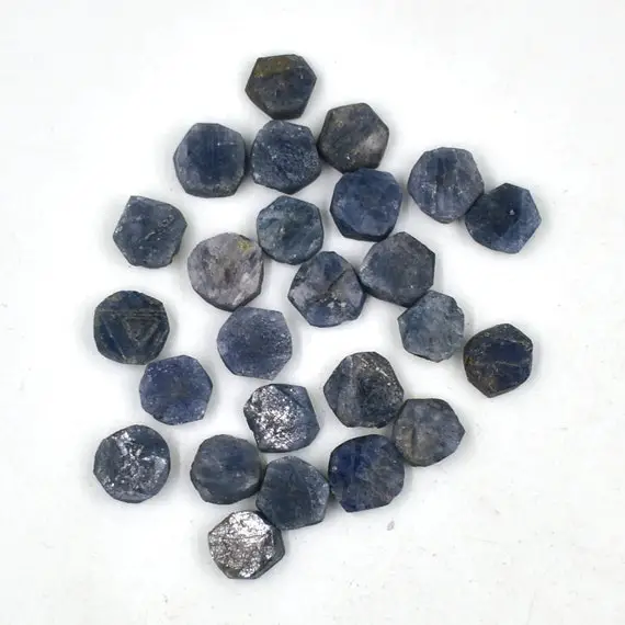 Natural Blue Sapphire Raw Rough Gemstone Druzy Unshaped Healing Crystal 8 Mm To 10 Mm Round Cut Beads March Birthstone Diy Jewelry Making