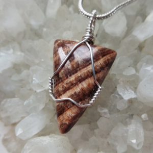 Brown Aragonite wire wrapped pendant ~ Sterling silver wire ~ Handmade jewelry | Natural genuine Aragonite pendants. Buy crystal jewelry, handmade handcrafted artisan jewelry for women.  Unique handmade gift ideas. #jewelry #beadedpendants #beadedjewelry #gift #shopping #handmadejewelry #fashion #style #product #pendants #affiliate #ad