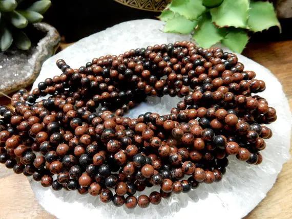 Brown Obsidian Round 6mm Or 8mm Beads-- 1 Strand - (s125b5-01)(s125b5-02)