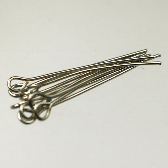 Rhodium Plated Eye Pins: 22 Gauge, 1 Inch 300 Pcs - Wholesale Bulk Lot