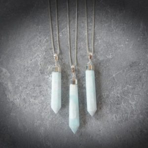 Shop Blue Calcite Jewelry! Calcite Necklace, Blue Calcite Pendant, Light Blue Calcite Point,Sterling Calcite Pendant, Natural Crystal Point, Gemstone Appeal, GSA | Natural genuine Blue Calcite jewelry. Buy crystal jewelry, handmade handcrafted artisan jewelry for women.  Unique handmade gift ideas. #jewelry #beadedjewelry #beadedjewelry #gift #shopping #handmadejewelry #fashion #style #product #jewelry #affiliate #ad