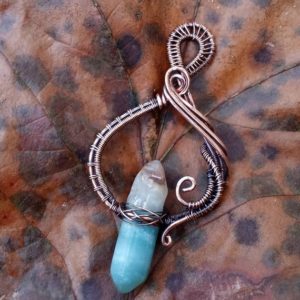 Shop Blue Calcite Jewelry! Caribbean Calcite Copper Wrapped Pendant | Natural genuine Blue Calcite jewelry. Buy crystal jewelry, handmade handcrafted artisan jewelry for women.  Unique handmade gift ideas. #jewelry #beadedjewelry #beadedjewelry #gift #shopping #handmadejewelry #fashion #style #product #jewelry #affiliate #ad