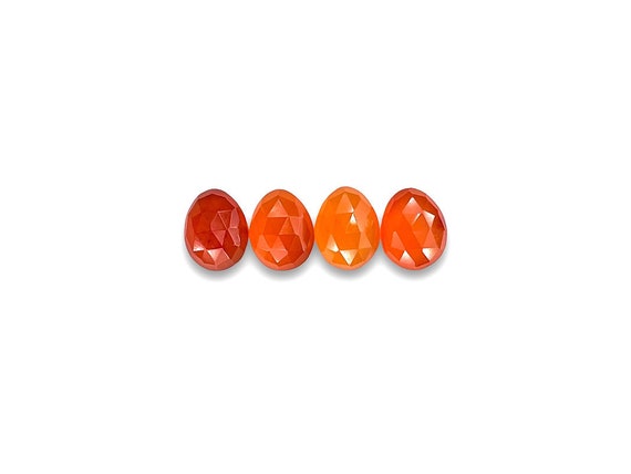 Red Carnelian Cabochons Rose Cut - 8.5 To 9 Mm - Choose A Set Of 4 Or 2