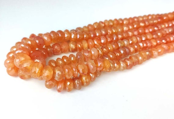 Carnelian Faceted Rondelle Beads Coated Orange Carnelian Rondelle Beads Mystic Gemstone Aaa 6-10mm 16"