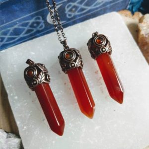 Shop Carnelian Jewelry! Carnelian point pendant necklace antique style crystal healing natural stone witchy jewellery | Natural genuine Carnelian jewelry. Buy crystal jewelry, handmade handcrafted artisan jewelry for women.  Unique handmade gift ideas. #jewelry #beadedjewelry #beadedjewelry #gift #shopping #handmadejewelry #fashion #style #product #jewelry #affiliate #ad